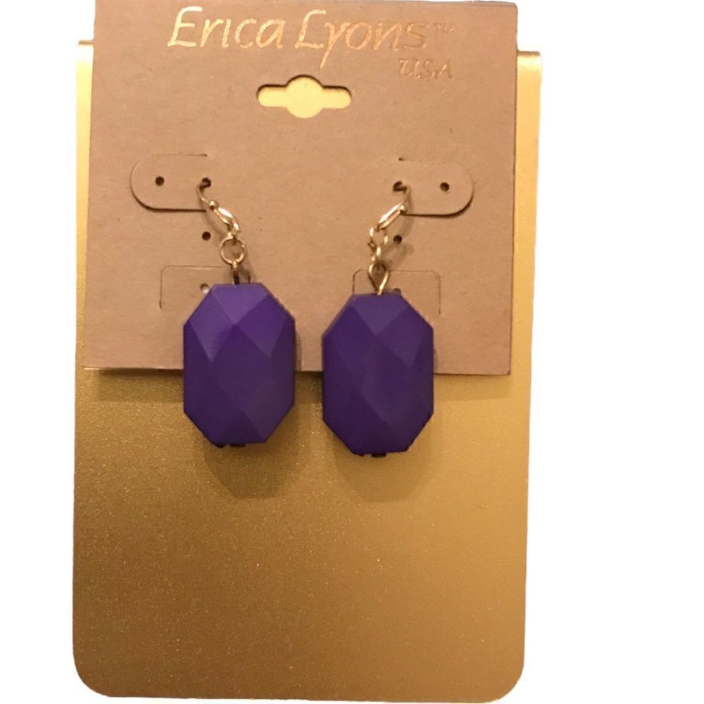 Erica Lyons purple gem earrings NWT